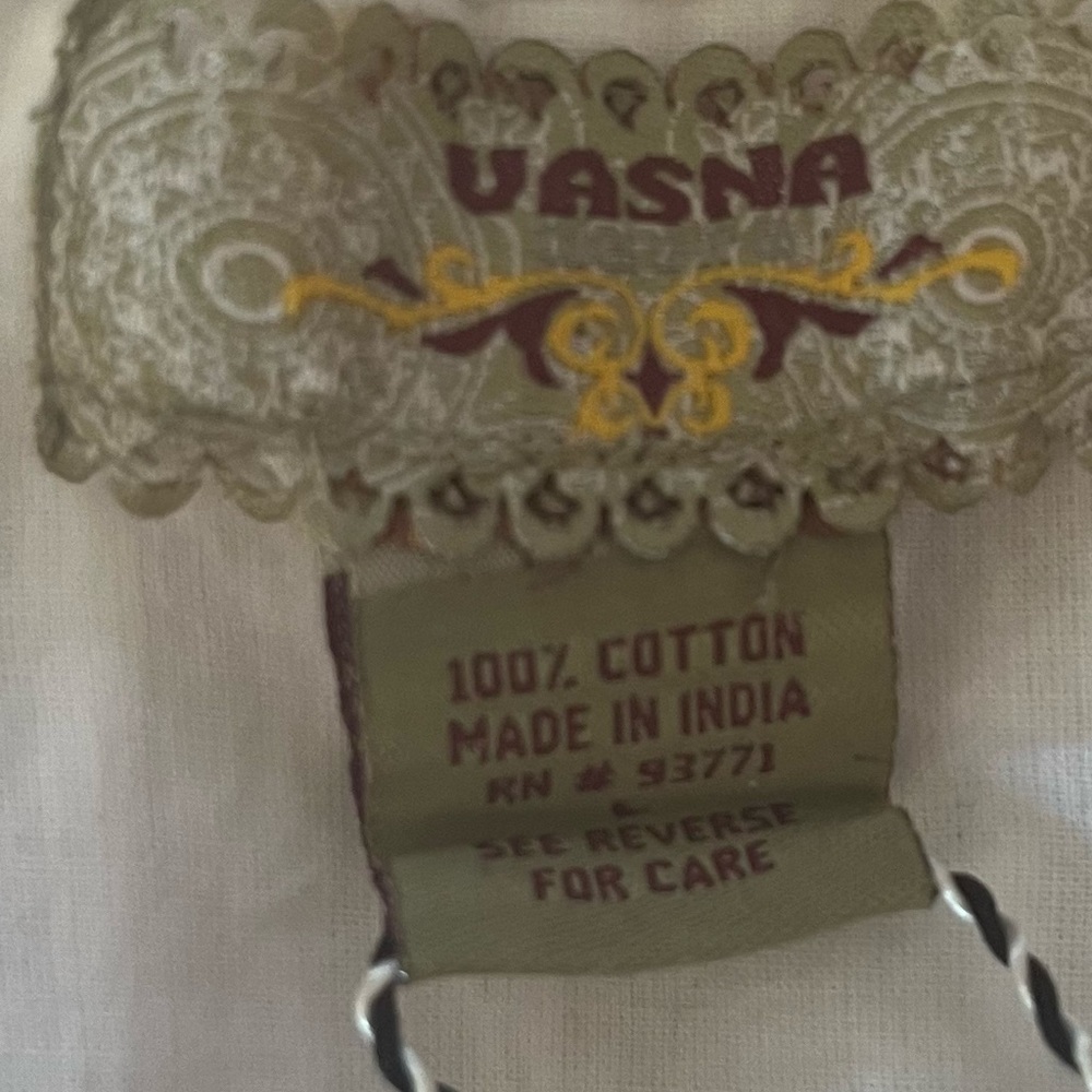 Vasna | White Pearls Boho Dress | Size Large - Picture 14 of 16